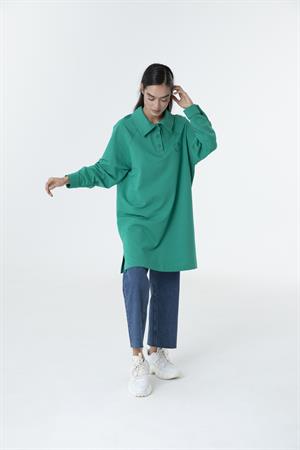 Kadın Polo Yaka Yarım Düğme Sweat Tunik Benetton