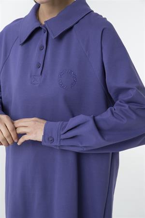 Kadın Polo Yaka Yarım Düğme Sweat Tunik Parlement