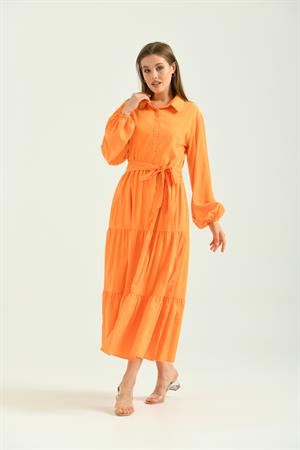 Kadın Poplin Elbise Orange