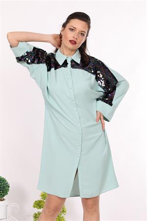 Kadın Pul Payet Detaylı Tunik Mint