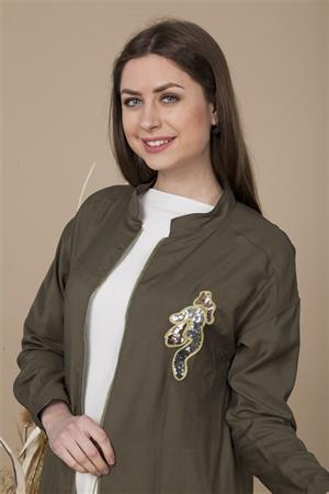 Kadın Pul Payet İşlemeli Spor Kap Haki