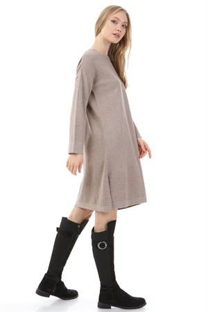 Kadın Pul Payet İşlemeli Tunik Beige