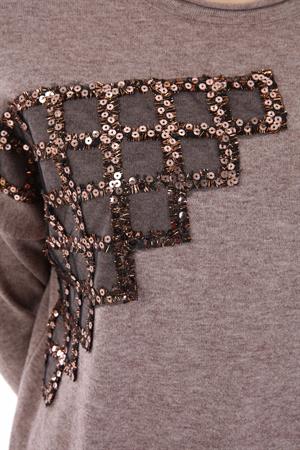 Kadın Pul Payet Triko Beige