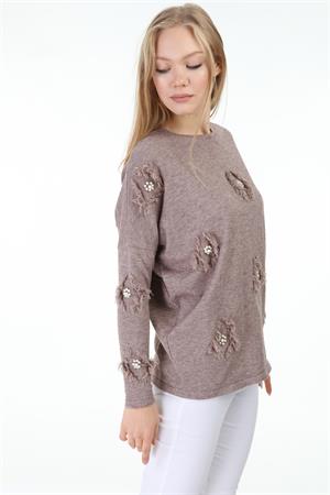 Kadın Püskül Detaylı Triko Beige