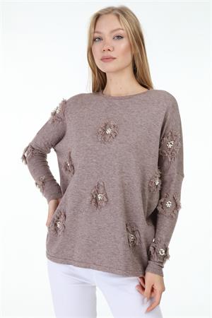 Kadın Püskül Detaylı Triko Beige
