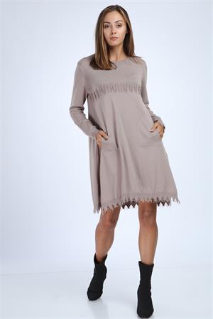 Kadın Püskül Detaylı Tunik Beige