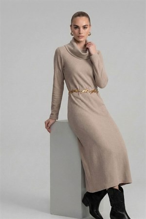 Kadın Ribana Elbise Beige