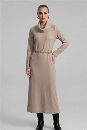 Kadın Ribana Elbise Beige
