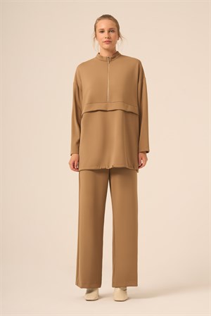 Kadın Royal Pantolonlu Takım Camel