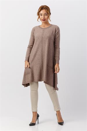 Kadın Salaş Kesim Tunik Beige