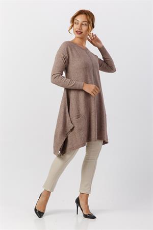 Kadın Salaş Kesim Tunik Beige