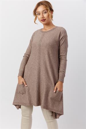Kadın Salaş Kesim Tunik Beige