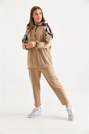 Kadın Saten Detay İki İp Takım Beige