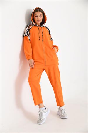 Kadın Saten Detay İki İp Takım Orange