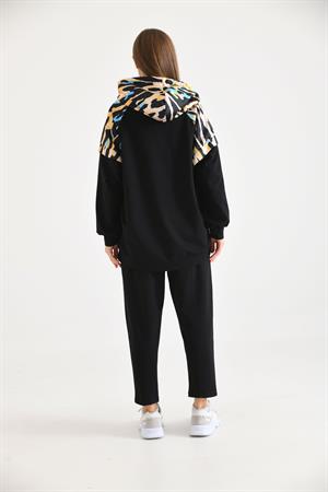 Kadın Saten Detay İki İp Takım Siyah