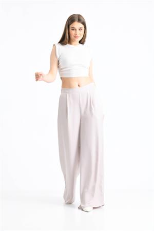 Kadın Saten Pantolon Beige