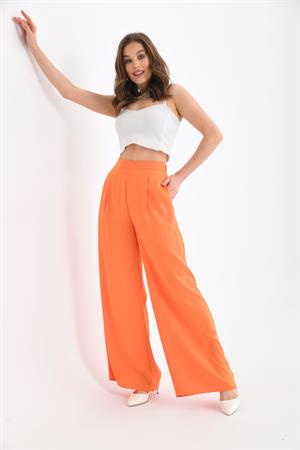 Kadın Saten Pantolon Orange