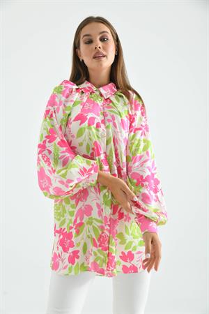 Kadın Saten Tunik Pembe