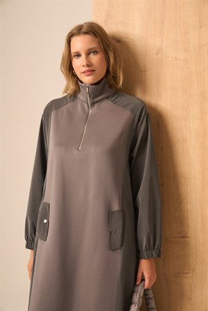 Kadın Scuba Spandex Elbise Gri