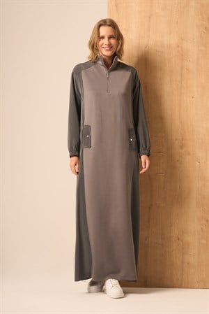 Kadın Scuba Spandex Elbise Gri