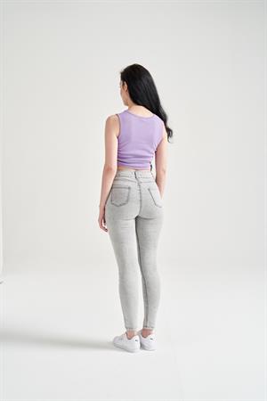 Kadın Sıfır Kol Ayarlanabilir Crop Lila