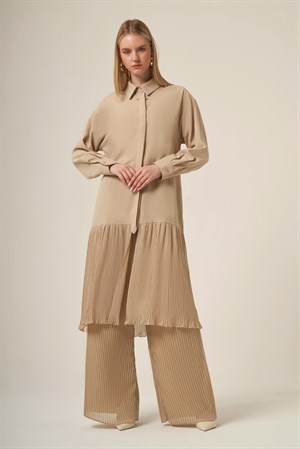 Kadın Şifon Detay Takım Beige