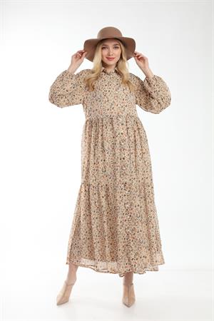 Kadın Şifon Elbise Beige