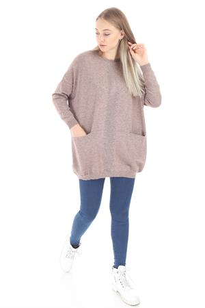 Kadın Taş Detaylı Tunik Beige