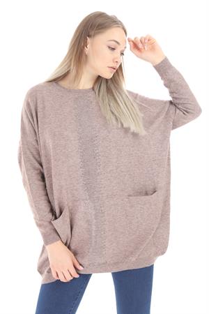 Kadın Taş Detaylı Tunik Beige