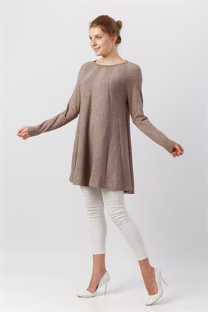 Kadın Taş İşlemeli Tunik Beige
