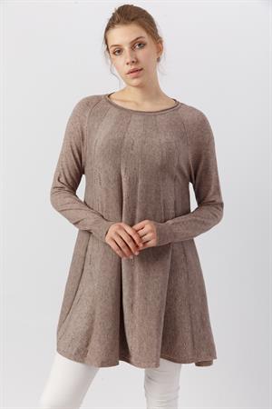 Kadın Taş İşlemeli Tunik Beige