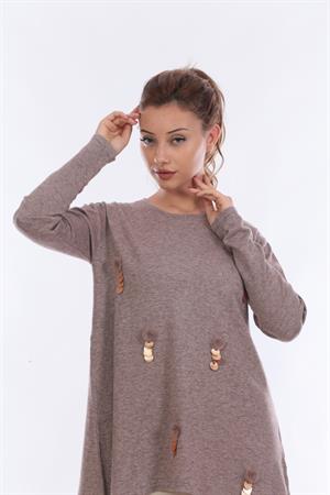 Kadın Tüy Detay Triko Beige
