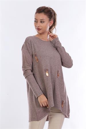 Kadın Tüy Detay Triko Beige