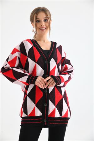 Kadın Üçgen Desen Hırka Siyah