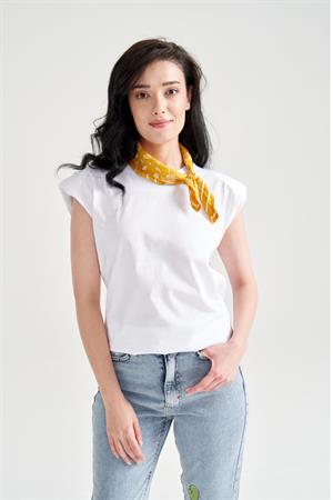 Kadın Vatkalı Basic T-Shirt Beyaz