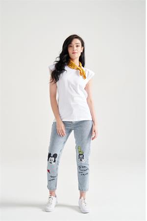 Kadın Vatkalı Basic T-Shirt Beyaz
