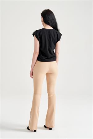 Kadın Vatkalı Basic T-Shirt Siyah