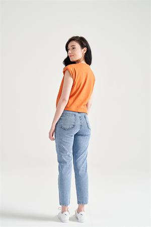 Kadın Vatkalı Basic T-Shirt Turuncu