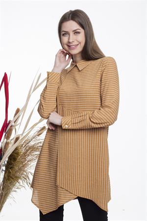 Kadın Yaka Detaylı Tunik Camel