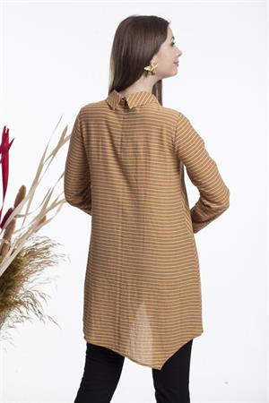 Kadın Yaka Detaylı Tunik Camel