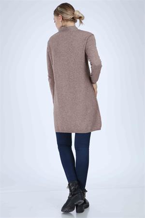 Kadın Yaka Detaylı Uzun Tunik Beige