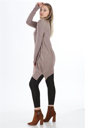 Kadın Yazı Detay Salaş Tunik Beige