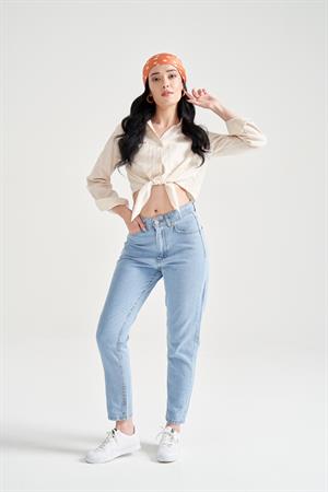 Kadın Yüksek Bel Boyfriend Jean BuzMavi