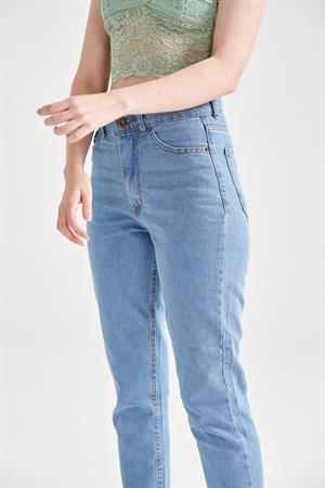 Kadın Yüksek Bel Boyfriend Jean Mavi