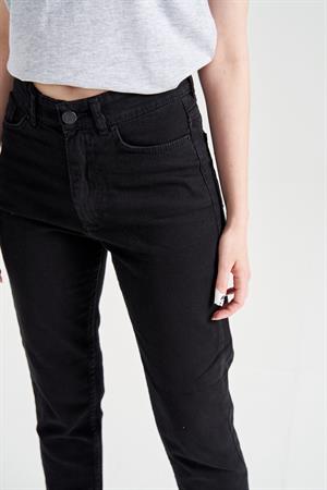 Kadın Yüksek Bel Boyfriend Jean Siyah