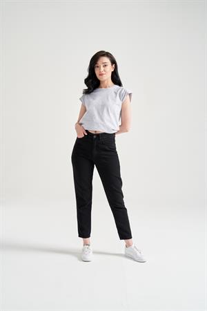 Kadın Yüksek Bel Boyfriend Jean Siyah