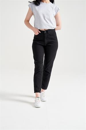 Kadın Yüksek Bel Boyfriend Jean Siyah