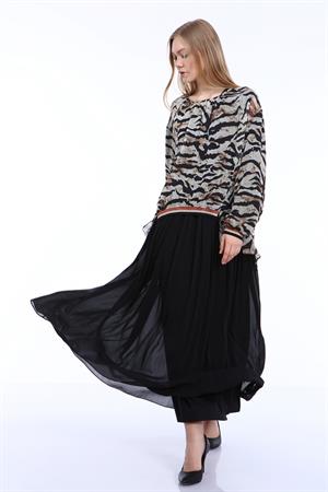 Kadın Zebra Desen Elbise Beige