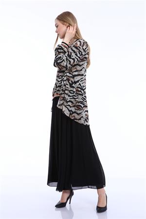 Kadın Zebra Desen Elbise Beige