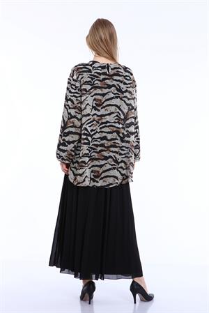 Kadın Zebra Desen Elbise Beige